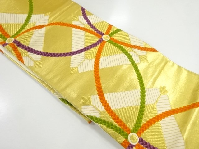 JAPANESE KIMONO / ANTIQUE FUKURO OBI / SILK / WOVEN KUMIHIMO CORD PATTERN
